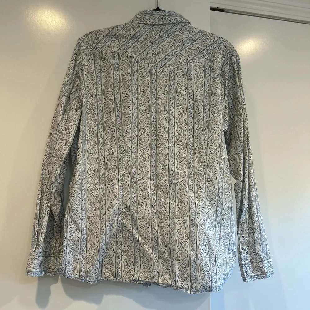 Panhandle Rough Stock Women’s Blue Collared Paisley Pearl Snap Sz Xl - Picture 8 of 10